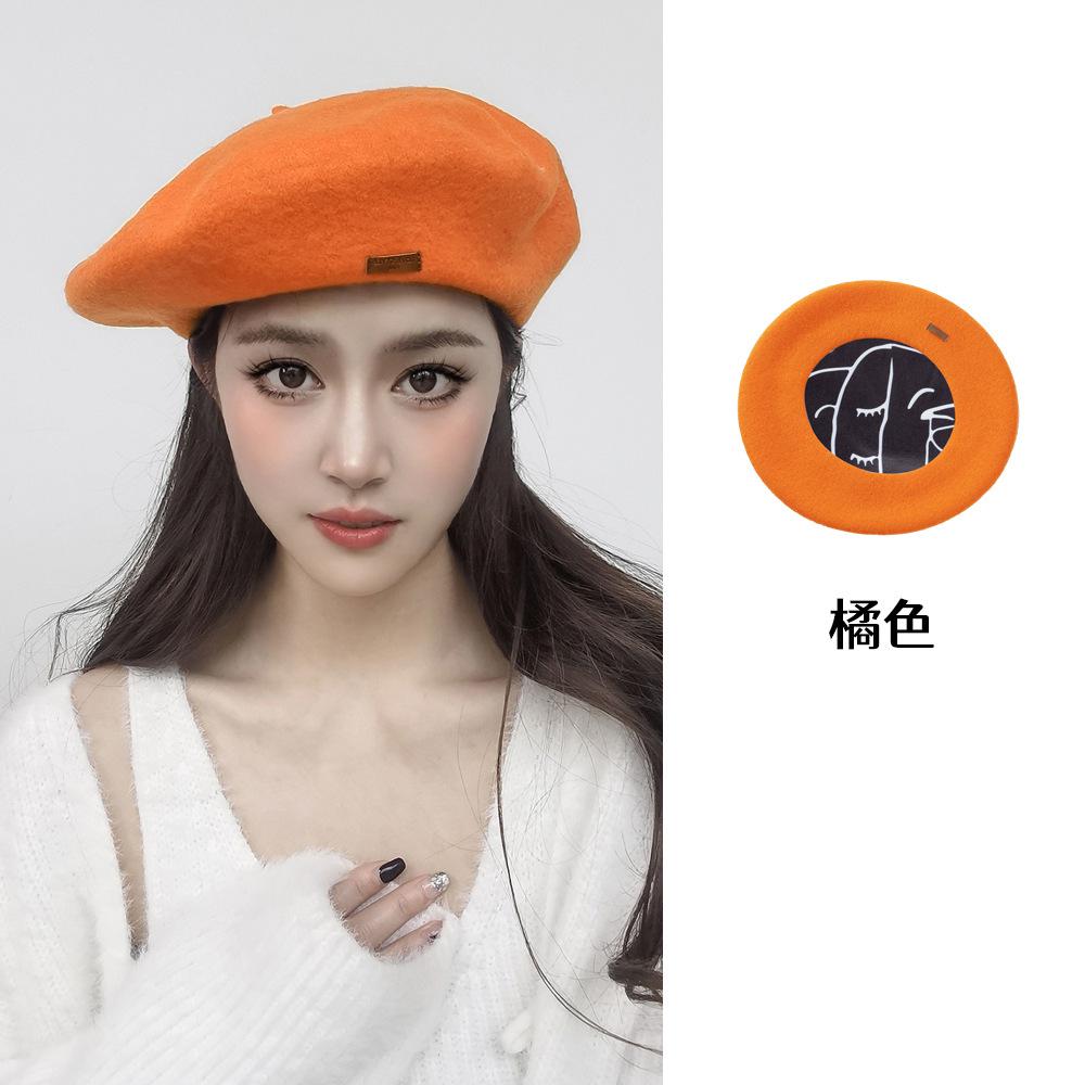 Große Größe 60 cm Wollbarett Wintermützen für Damen Warm halten Mode Malerhut Damen Einfarbige Boina Lässige Beanie Große Größe
