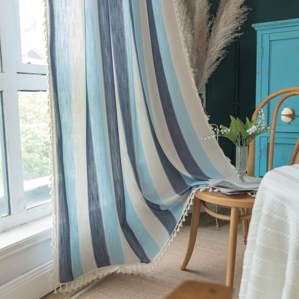 Long Stripe No Punching Bedroom Kitchen Living Room Floating Curtains Finished Small Curtains Partition Curtains