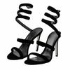 Fashion 2024 New Ankle Snake Twine Around Sandals Sexy Silver Gold Summer Fine High Heel Open Toe Temperament Women's Shoes Size 43