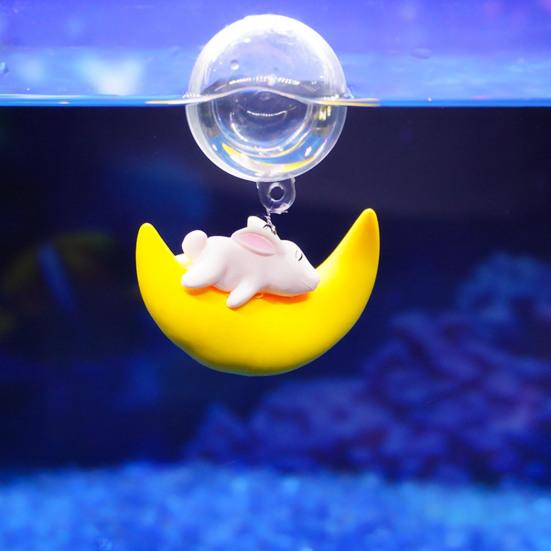 Floating Moon Bear Ornament Cute Mini Moon Bear Fish Tank Accessory for Underwater Landscape Aquarium Decoration