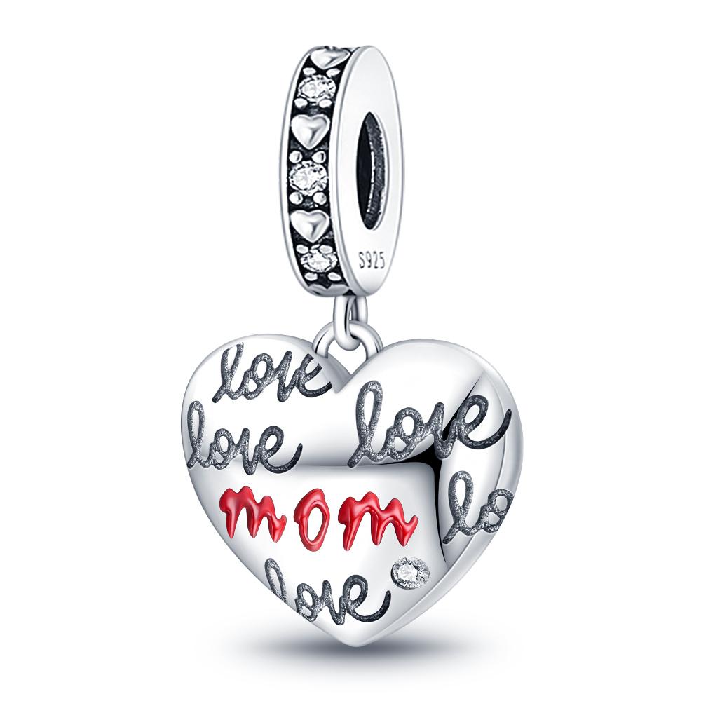 

Charm Bead Charms Authentic copper Plated Mothers Day Heart Pendant Bead Charms Compatible With Bracelets Diy Fine Gift Women Delicate Jewellery белый