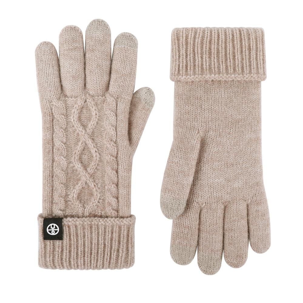Knitted Gloves Warm and Cold Autumn and Winter Gloves for Cycling Yarn and Twisted Lengthened and Thickened Outdoor Touch Screen Gloves