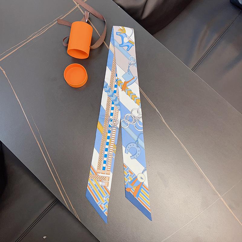 New ins wind reins small silk scarf decorative printing wrapping bag handle slender silk DIY handmade headband