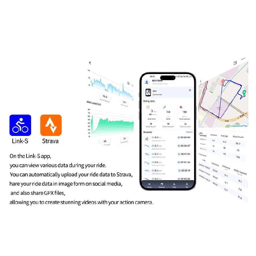 Neuester 2,6" 5,4 Bluetooth ANT+ Kabelloser GPS Fahrradcomputer Smartes Cycling Kilometerzähler Tacho Tracker mit Trittfrequenz-Geschwindigkeitssensor