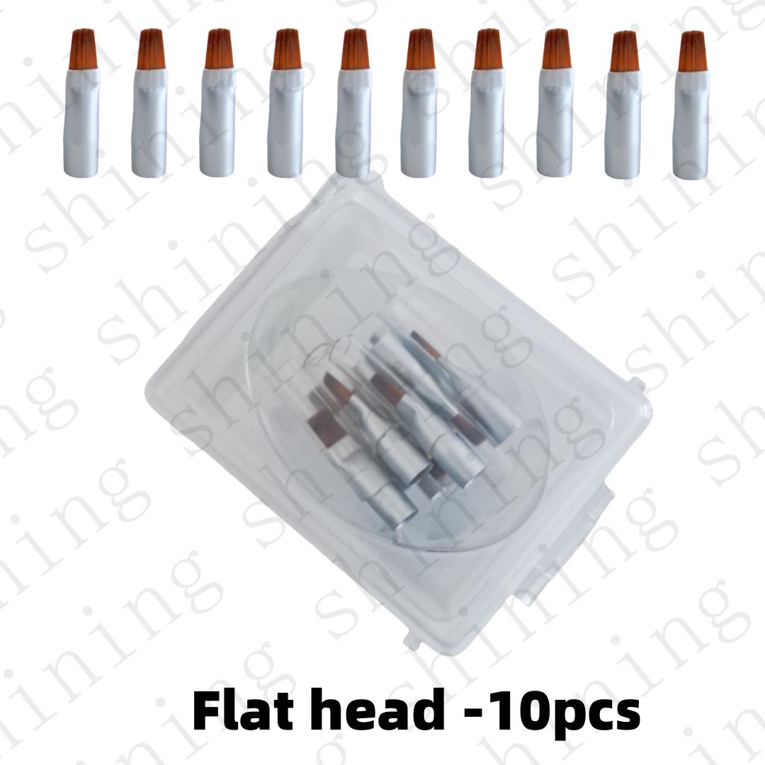 Dental Brush Pen Replaceable Brushes Head Straight Curved Head Mini Micro Brush Tips Flat head-10pcs