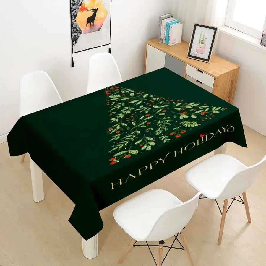 Rectangular Green Christmas Table Cloth Cover Party Tablecloth For Dining Tables Decoration Coffee Manteles Para Fiesta