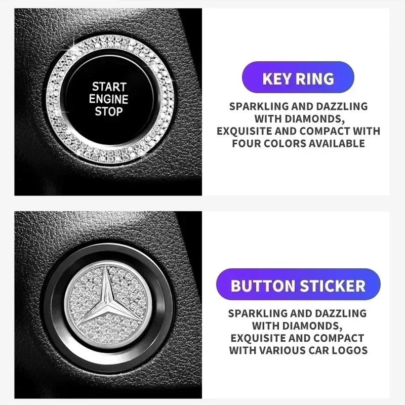 Car Key Start Button Decoration Ring Diamond Rhinestone Circle for Mercedes Benz W211 W204 W210 W203 CLA GLA Auto Accessories CD2