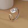 Women's High-end European Style Aged Blackened S925 Sterling Silver Ring with Retro Thai Letter Design
