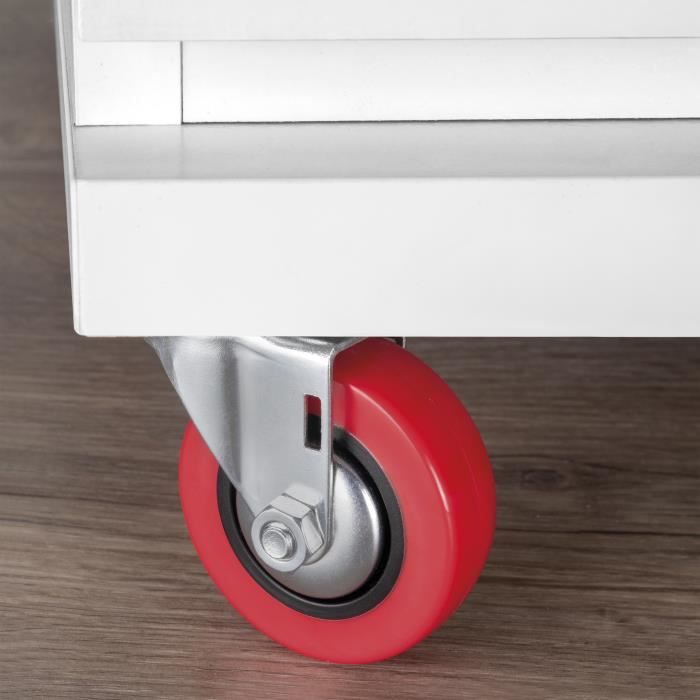 Emuca lot de 4 roulettes slip 2 red avec plétine de montage, diamètre 50mm, acier et plastique