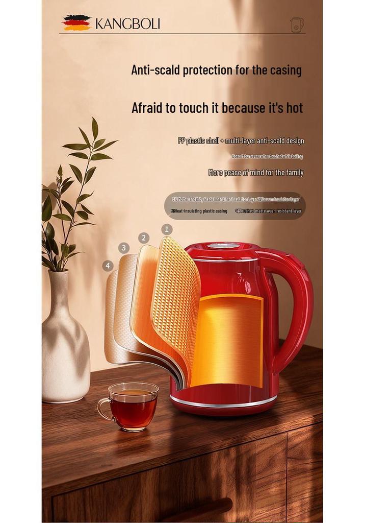 German Retro Electric Kettle with Anti-Scald Design, Constant Temperature Control, and Built-In Thermometer