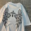 Casual Womens T-Shirts Cross Body and Flying Wings Funny Prints Short Sleeve O-Neck Soft Fashion Female Clothes