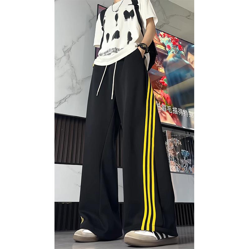 American retro three-bar sweatpants men's autumn basketball training sweatpants trendy brand high-end drape casual pants