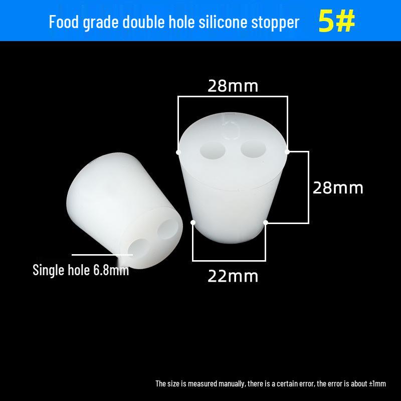 Hole-Punched Food Grade Silicone Stopper for Test Tubes, Bottles, and Water Pipes.