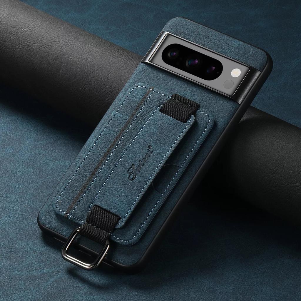 Brieftaschenhülle für Google Pixel 9 Pro 8 7 6 Pro Elastisches Handgelenkband Ständer Kartenfächer Halter Rückseite für Pixel 8A 7A 6A