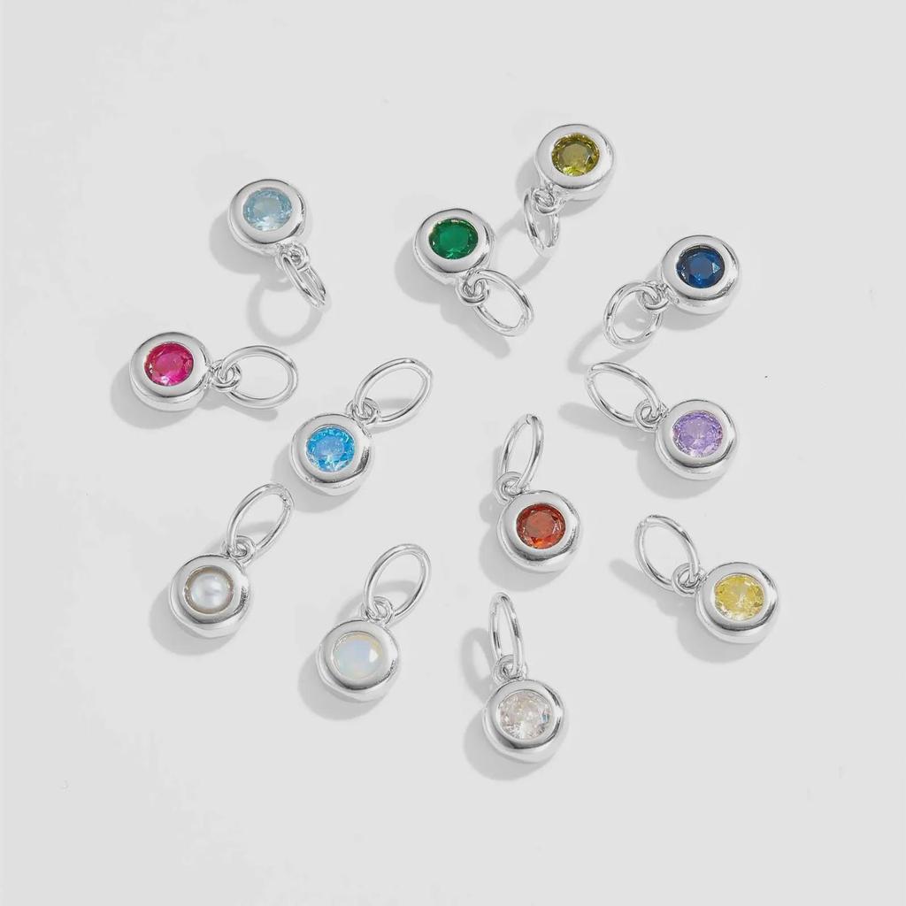 "S925 Sterling Silver Birthstone Pendant Necklace - European & American Design"
