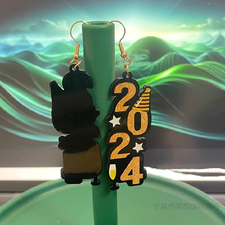 Happy New Year Pendant Ear Rings Elegant Chinese Ear Ornament for Women Girls