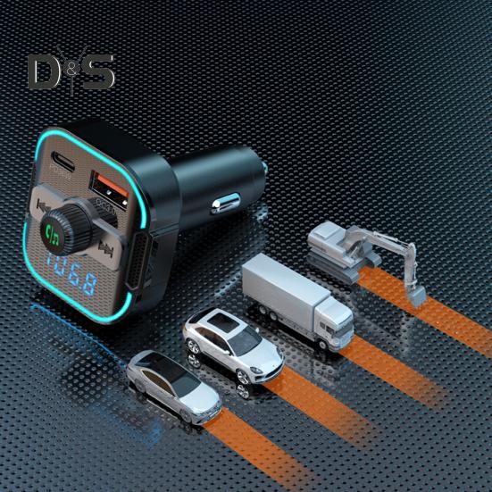 Dual-Port Car Charger with Bluetooth-compatible 54W Fast Charging Transmitter CVC Noise Cancellation Voltage Display Voice Assistant Car Adapter