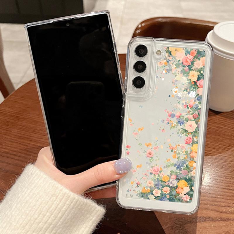 Capa de Flor Pequena Para Samsung Galaxy S24 S23 S22 Ultra S21 S20 FE A52 A56 A14 A34 A15 A25 A35 A55 A54 5G S25 Plus Capa de Silicone