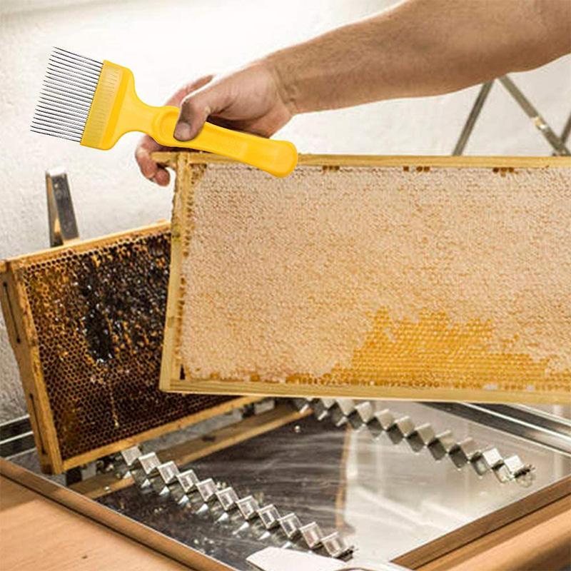 17-Pin Beekeeper Honey Cutter with Wooden Handle Uncapping Forks for Beehive Beekeeping Equipment Accessory