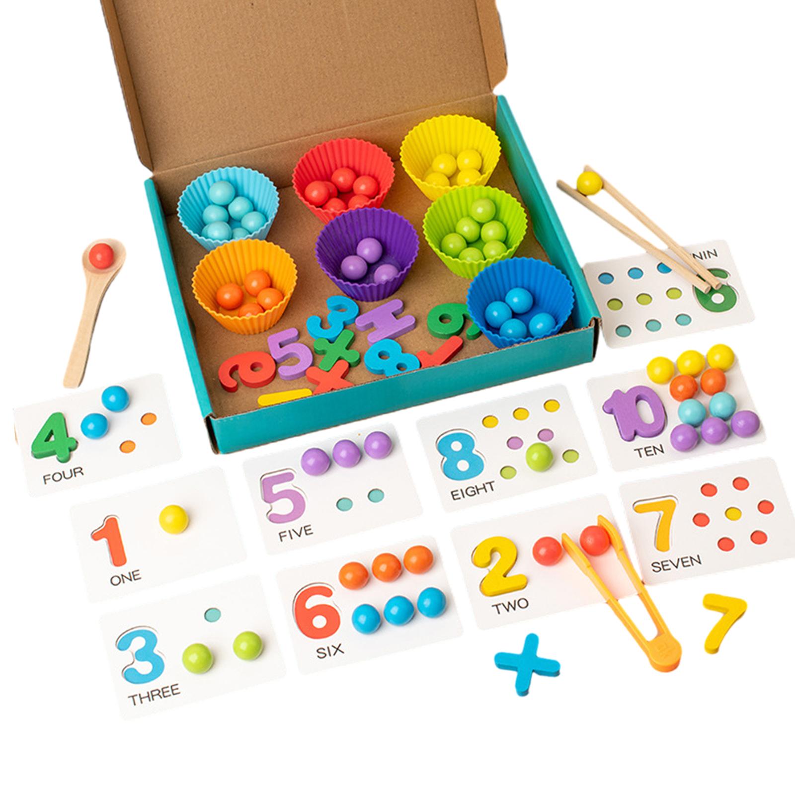 

Wooden Color Sorting Toy Educational Clip Beads Matching Game for Gifts Kids