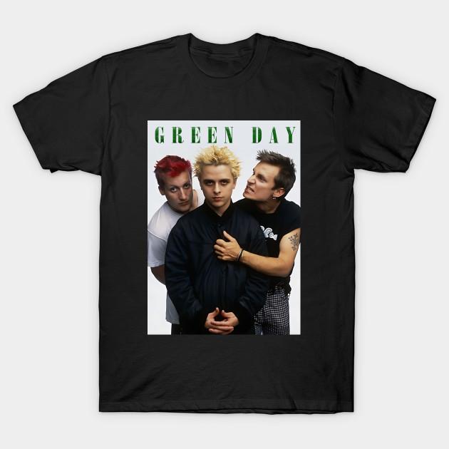 

Men Black Print T-shirt Green Day Halftone Style No-Cut Transfer Paper Print Cotton Tshirt M чорний