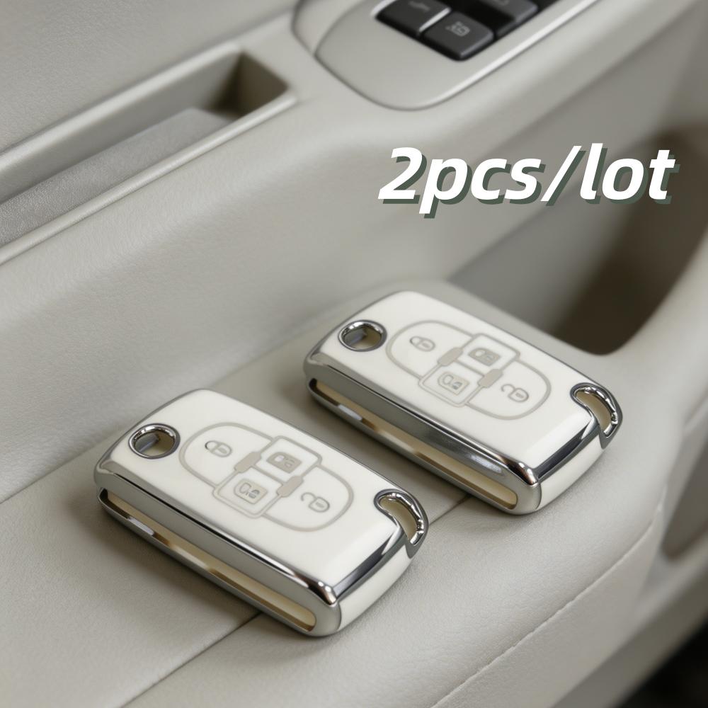

2pcs Car Key Case Covers For Peugeot 1007 807 For Citroen C8 4 Buttons Remote Key Protector