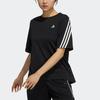 Adidas 24/7 Short Sleeve Tee Logo Print Striped Trim Ribbed Comfortable Crew Neck T-Shirt Women Tops Black H29488