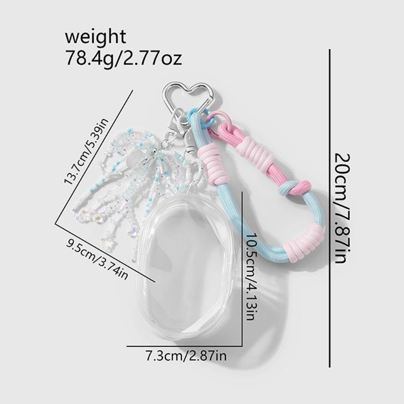 Perlen-Schleifen Schlüsselanhänger Transparente Aufbewahrungstasche Romantik Design Tasche Anhänger Schlüsselring Für Tasche Handy Geldbörse Zubehör