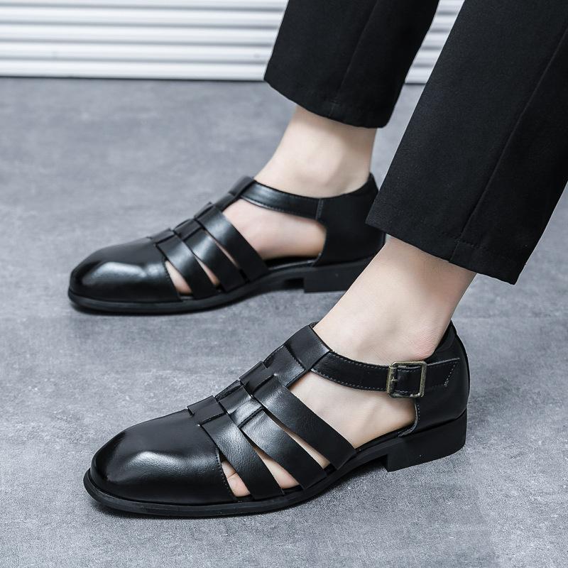 Large Size Summer New Sandals Fashion Men's Casual Shoes Trend Breathable Hollow Leather Sandals