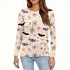 Modisches, lässiges Langarm-Oberteil mit Rundhalsausschnitt und Halloween-Print für Damen