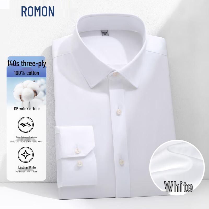 Romon Men s 140-Count Non-Iron Business Long-Sleeve Shirt 42