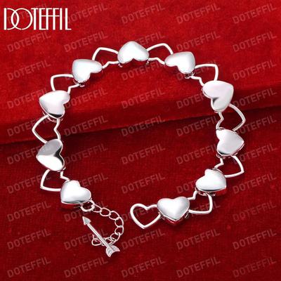 925 Sterling Silver Romantic Heart Bracelet Wedding Jewelry