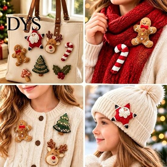 Embroidery Starter Set Christmas Felt Brooch Kit for Beginners, DIY Decorative Pins with Tools, Festive Crafting Tools Handmade Art Crafts Clothing