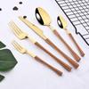 5 stücke Kreative Holzgriff Westlichen Besteck Set Edelstahl Gold Besteck Messer Kuchen Gabel Teelöffel Besteck Geschirr Set