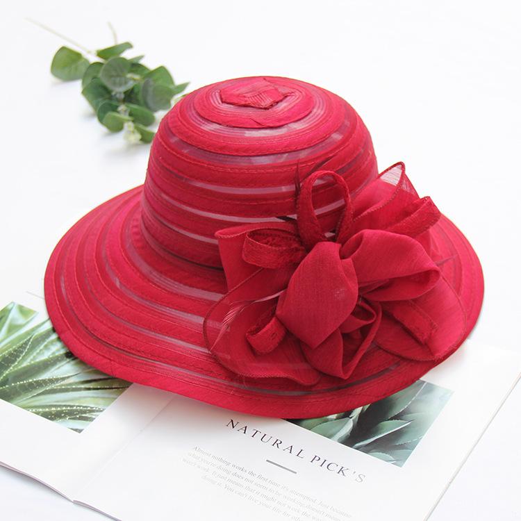 Fashion Top Hat Women'S Lace Flower Shade Mesh Hat Summer Folding Beach Hat Outdoor Sun Hat