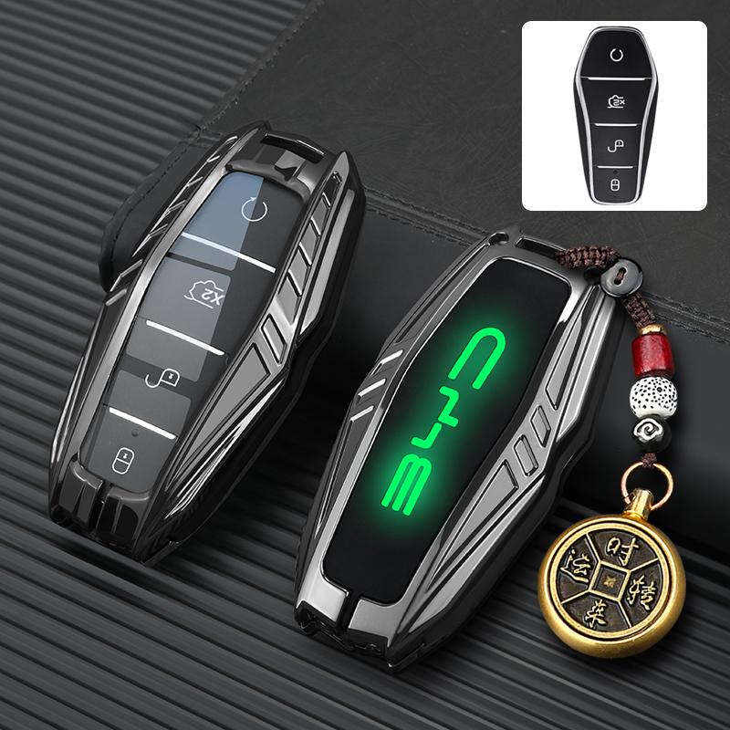Car Zinc Alloy Leather Key Case Cover For BYD Atto 3 Han EV Dolphin Lied Tang Dm Qin PLUS Song Pro MAX Yuan Keychain Accessories
