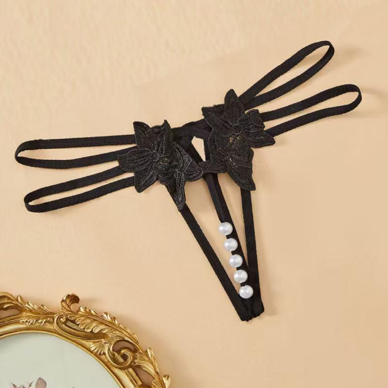 Women's Extra Large Pearl Massage Crotchless Temptation Thong