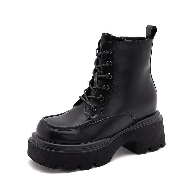 Thick-soled Martin Boots Women's 2025 New Autumn and Winter Single Boots Warm and Versatile Short Boots Tide-increasing Boots Women's Wenzhou Shoes
