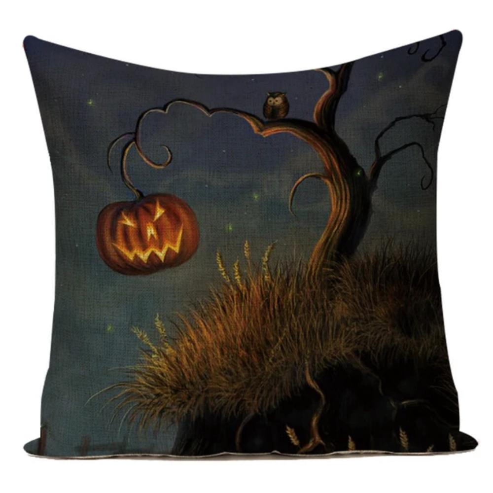 Retro Halloween Pillow Cover Vintage Illustration Witch Pumpkin Black Cat Cushion Case Home Decor Throw Pillowcase for Sofa Bed