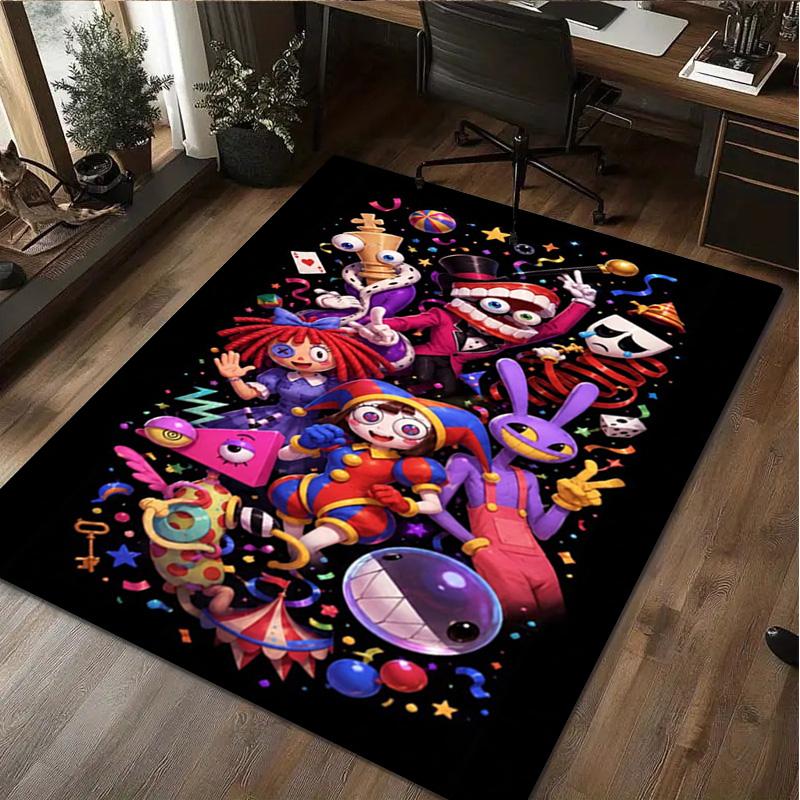 Cartoon-Figur Pomni Teppich Büro Dekorativer Teppich Für Wohnzimmer Schlafzimmer Fußmatte Bodenläufer Computerstuhl Bereichsteppich perfektes Weihnachtsgeschenk