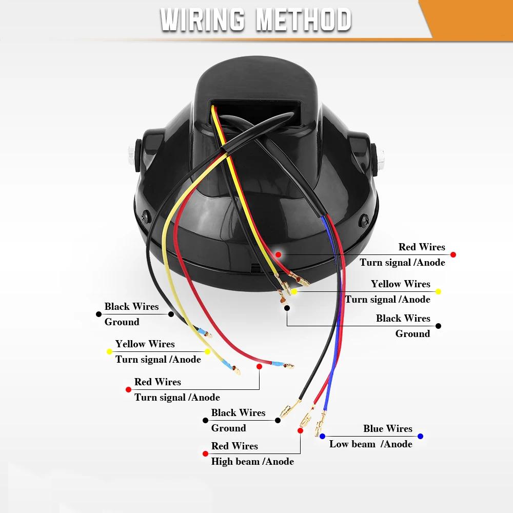 Universal 7 Inch Motorcycle Headlight H4 35W LED Head Lamp 9 Wires Turn Signal Light 12V H4 HeadLamp For Harley Bikes Curisers