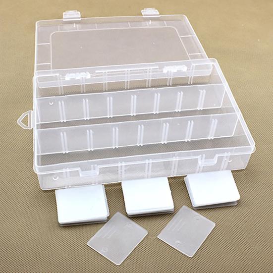 Storage Box Large Capacity Transparent PP Home 24 Grids Dividers Box for Crafts