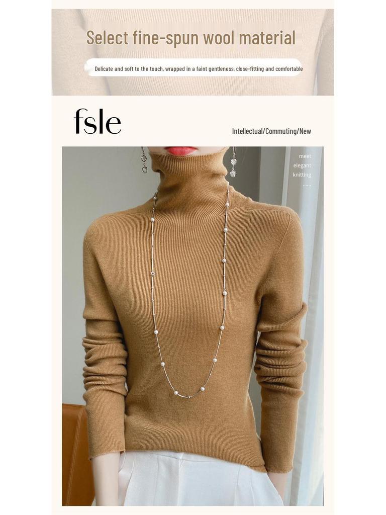 Dámský přiléhavý rolák 2025 - Pletenina z jemné vlny, Jednobarevná základní vrstva