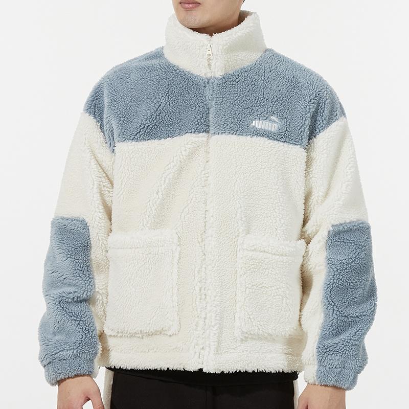 PUMA Color Blocking Sherpa Jacket Contrasting Colors lamb's wool Stay Warm Sports Logo Creamy White Men's 534931-93