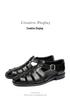 2025 New European and American Men's Genuine Leather Casual Flat Cowhide Sandals, Large Size