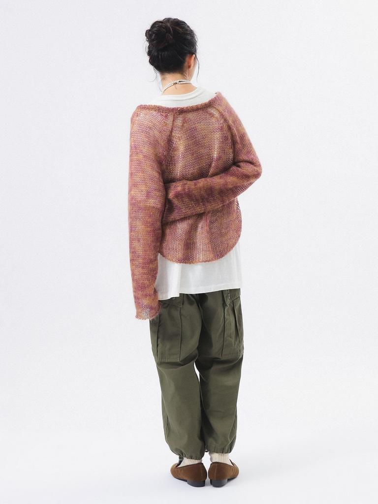 Beams Boy Women's Kasuri Mohair Baseball Knit, Purple, One Size