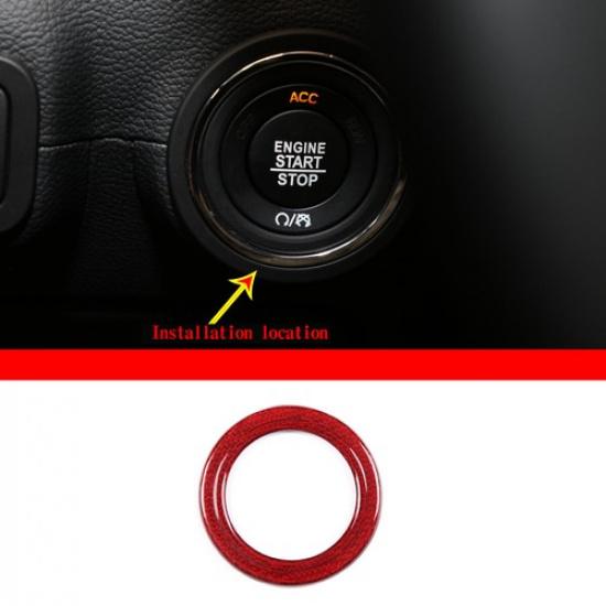 Red Carbon Fiber Engine Start Stop Ring Trim Cover For Maserati Ghibli 14-21