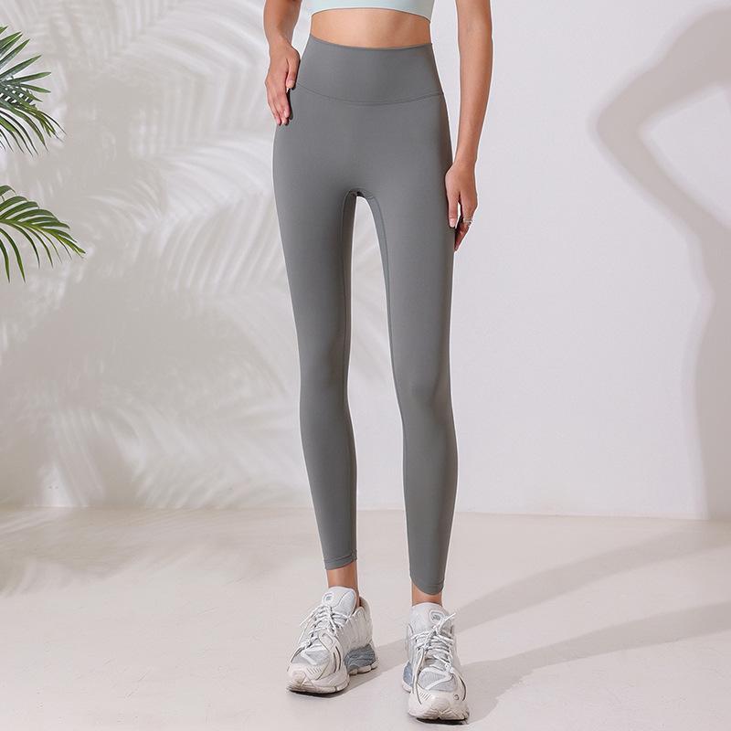 

Airun Women s High-Waist Yoga Pants with Tummy Control and Hip Lift - Back Hollow Design, Elastic Fit, Peach Style Large