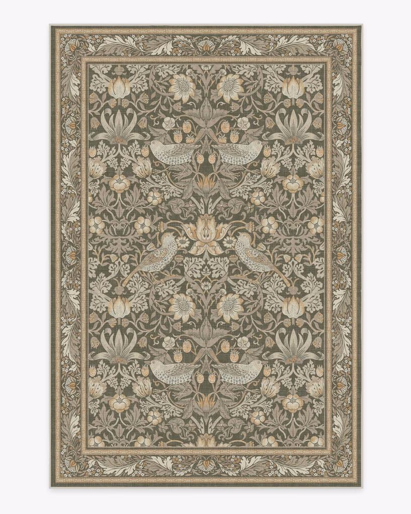 William Moris Strawberry Thief Stone Gold Rug Classic Design Textured Living Room Rug  Art Home Decor Rug Strawberry Thief Rug