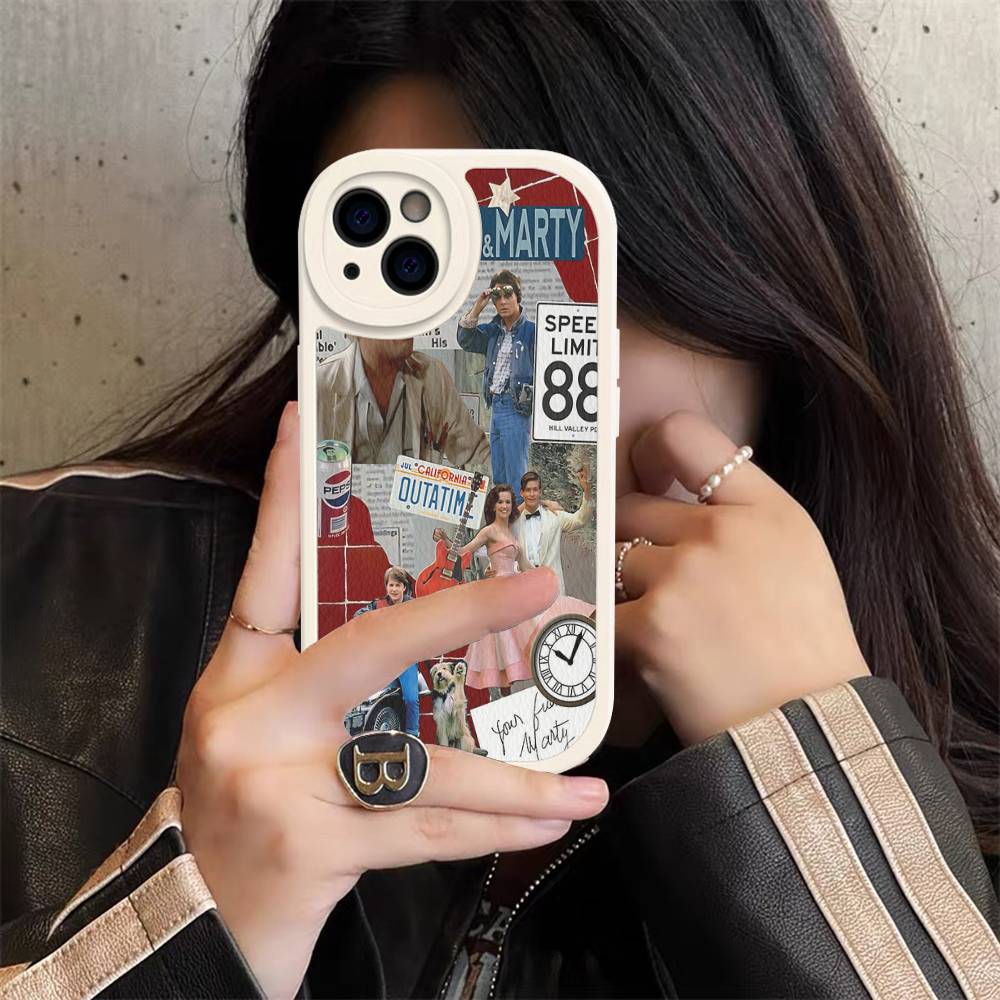 Movie B-Back To The F-Future For IPhone 16 15 14 13 12 11 Pro Max Plus Shockproof Leather Soft Phone Cover